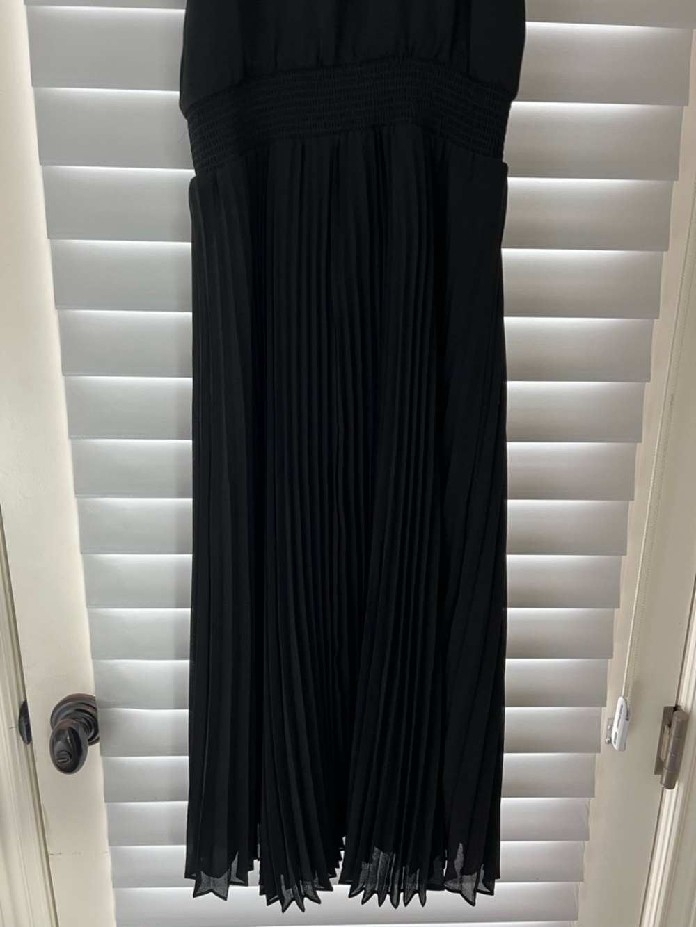 White House Black Market Black Halter Pleated Maxi Dress - Picture 5 of 6